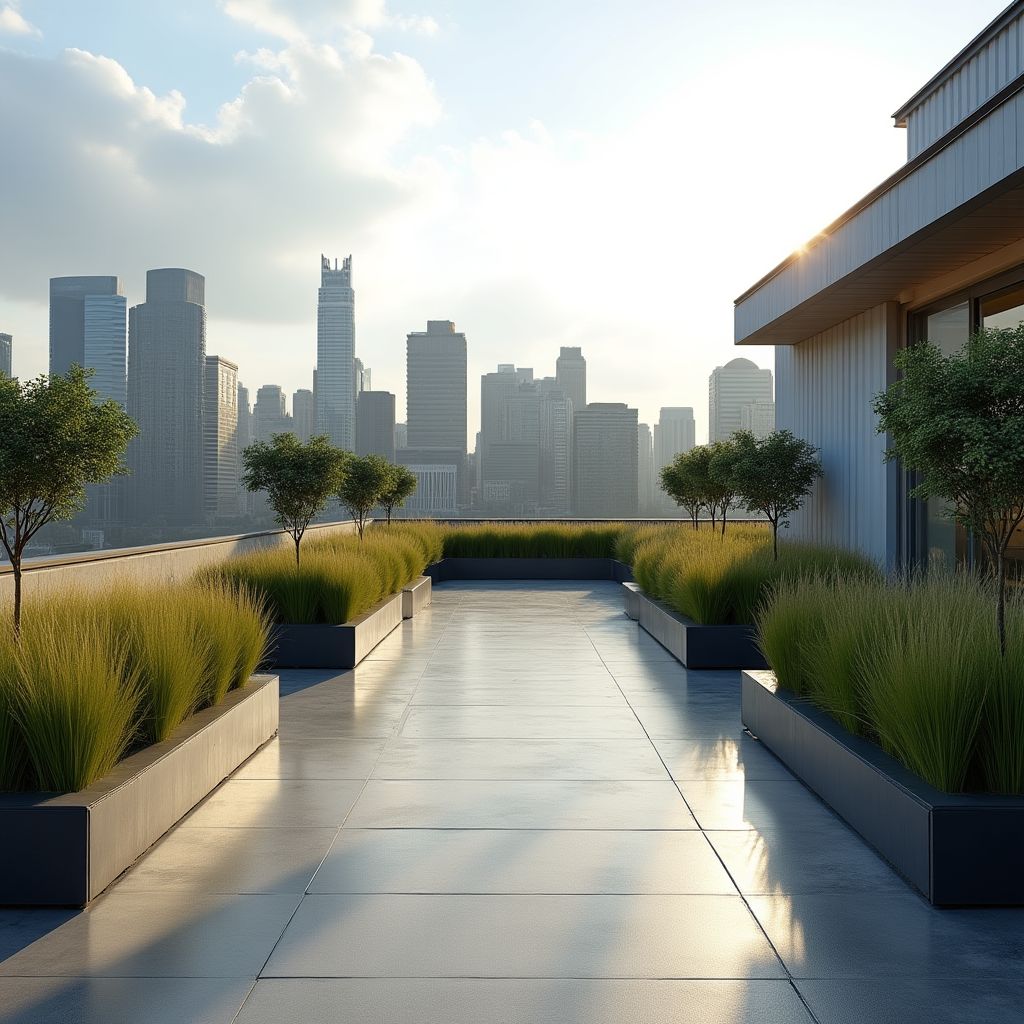 Terrasse urbaine vide avant aménagement